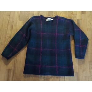 VTG Paul Harris Design Mohair Blend Sweater Green Red Womens Size Med